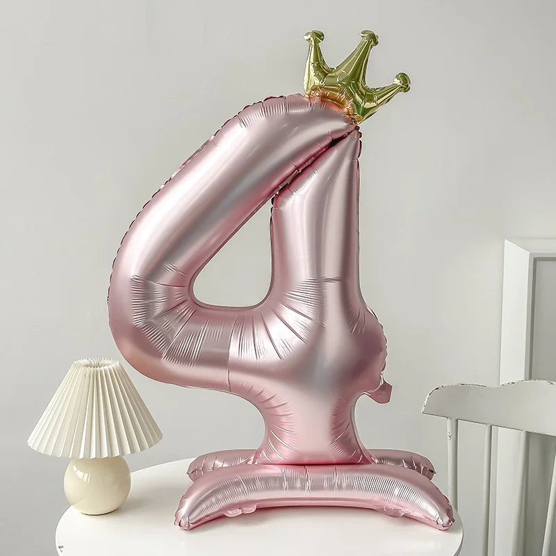 40inch Pink Blue Crown Number Foil Balloons Birthday Party Wedding Xmas Decoration Digital Ballon Kids Baby Shower Air Globos