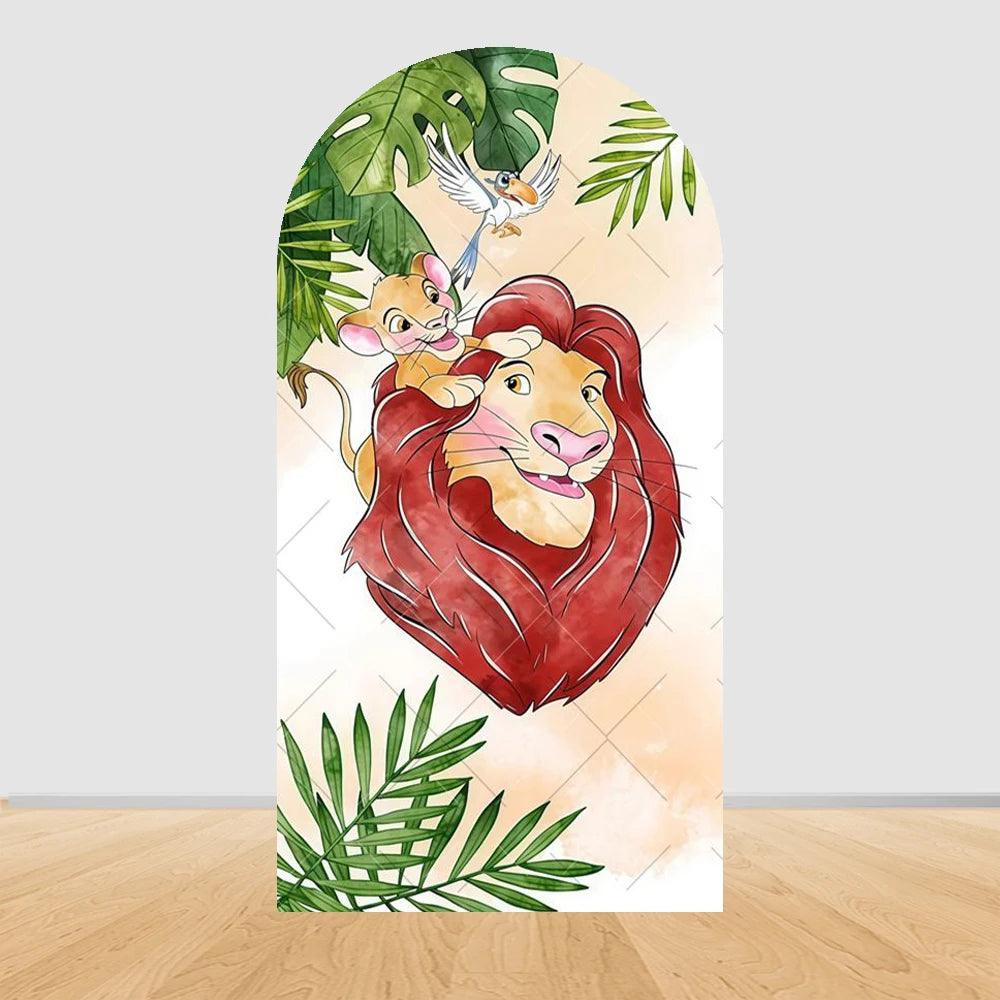 Lion King Arch Background Cover Child Birthday Party Jungle Forest Double-Sided Arch Cover Backdrop Baby Shower Decor Photo Prop