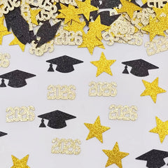 100pcs Graduation Party Confetti – 2026 Doctor Hat & Star 3 Styles Mixed, Table Decoration for Graduation Season Events