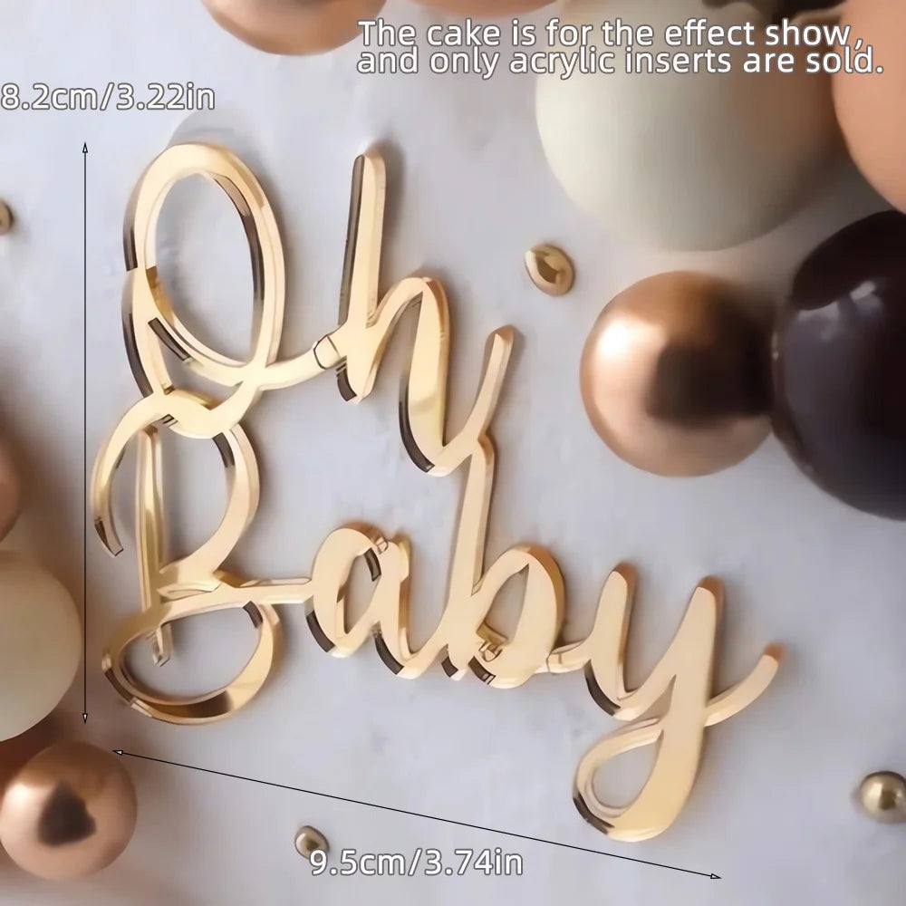 Acrylic Newborn Cake Topper Sweet Weekend Decor for Baby Shower Party Decor Supplies Gender Reveal Adorable Oh Baby Cake Decor