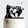 Mr & Mrs Travel Wedding Cake Topper World Map Bride Groom Acrylic Wood Voyage Wedding Theme Couples Anniversary Party Decoration