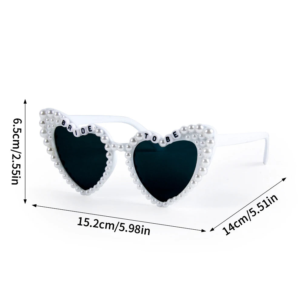 Pearl Bride to be Sunglasses Bachelorette Party Heart Glasses bridal shower Party Bridesmaid Bride Favors honeymoon trip gift