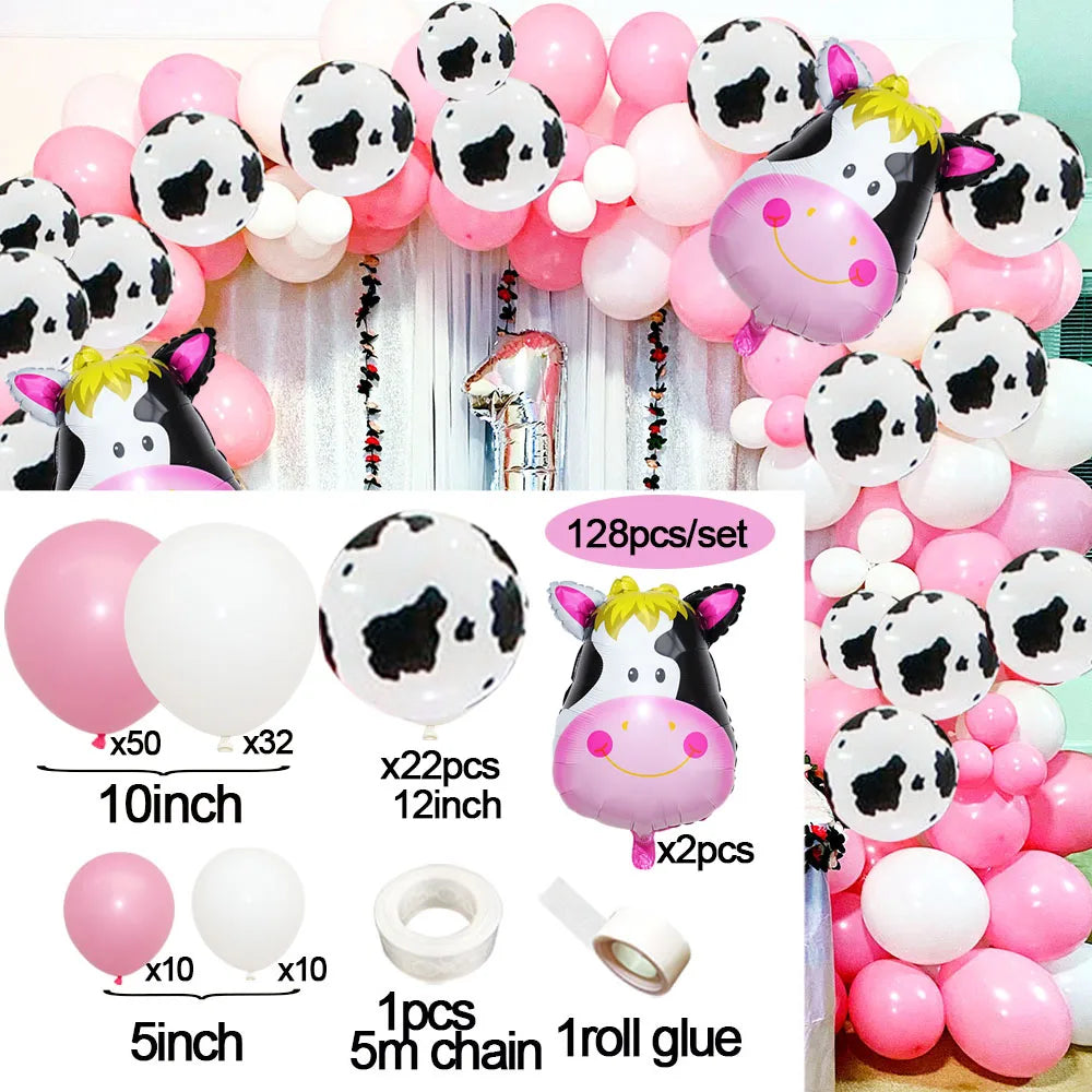 Pink Farm Animals Party Tableware & Decoration Set