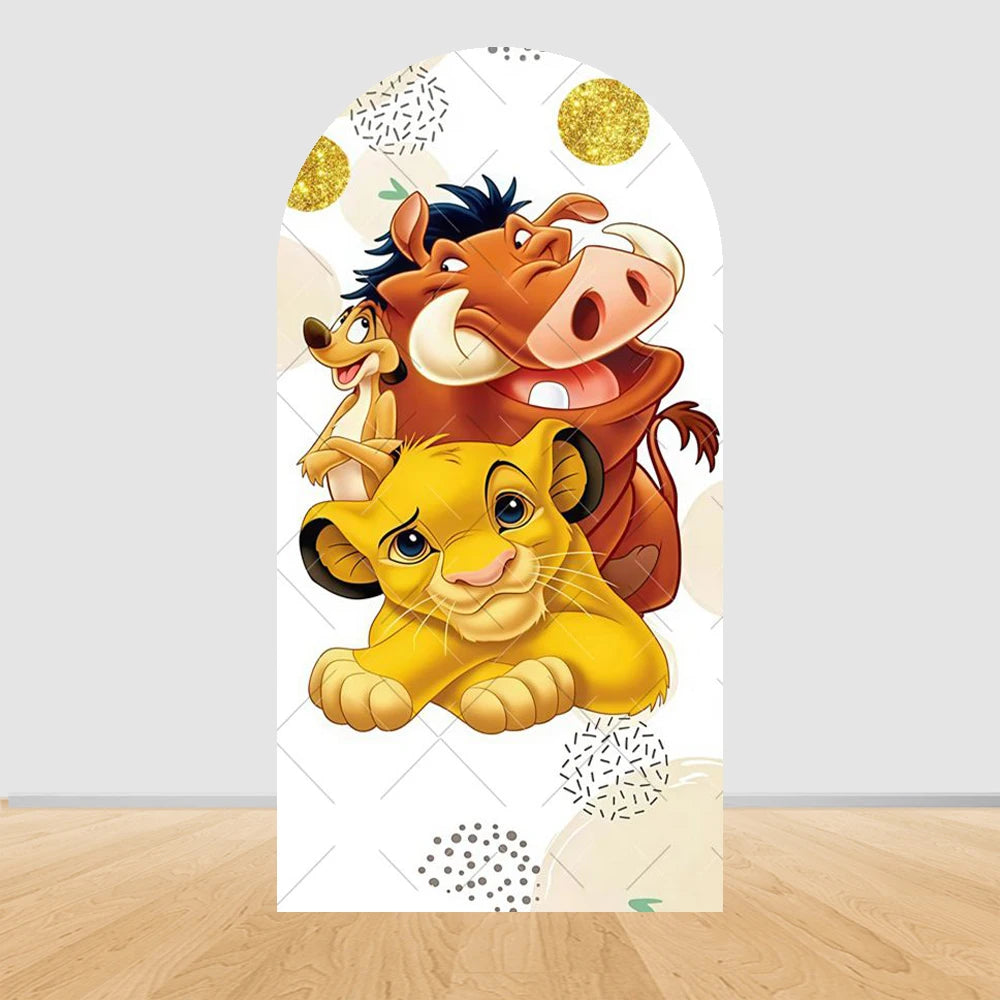 Lion King Arch Background Cover Child Birthday Party Jungle Forest Double-Sided Arch Cover Backdrop Baby Shower Decor Photo Prop