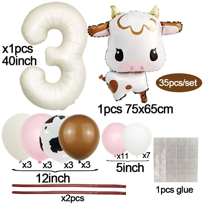 Pink Farm Animals Birthday Decor Disposable Tableware Set Paper Banner Floral Plates Baby Shower Girl Birthday Party Decorations