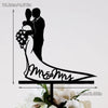 Ins Mr&Mrs Happy Wedding Cake Topper Black Acrylic Bride Groom Valentine's Day Party Cake Topper Wedding Gift Dessert Decoration