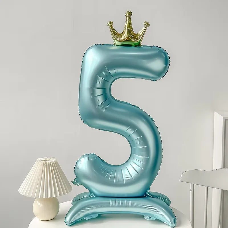 40inch Pink Blue Crown Number Foil Balloons Birthday Party Wedding Xmas Decoration Digital Ballon Kids Baby Shower Air Globos