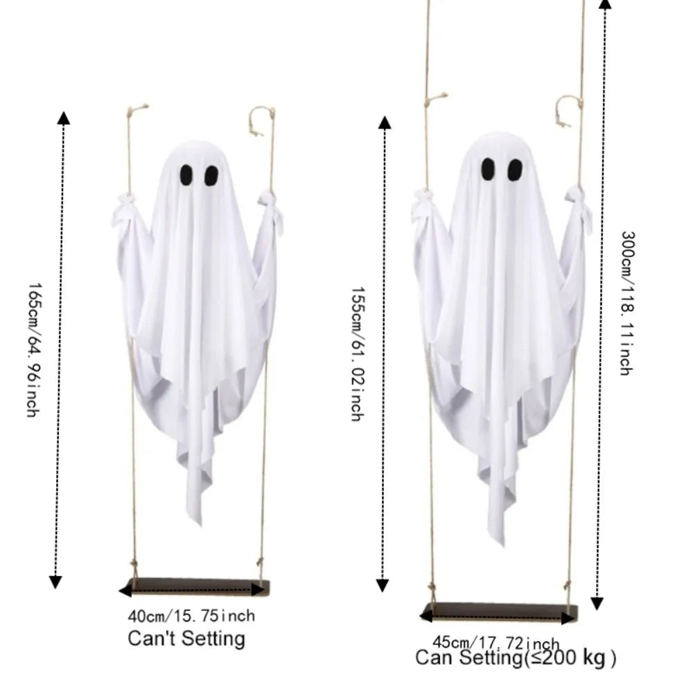 Halloween Hanging Swing Ghost with LED Lights & Remote Control