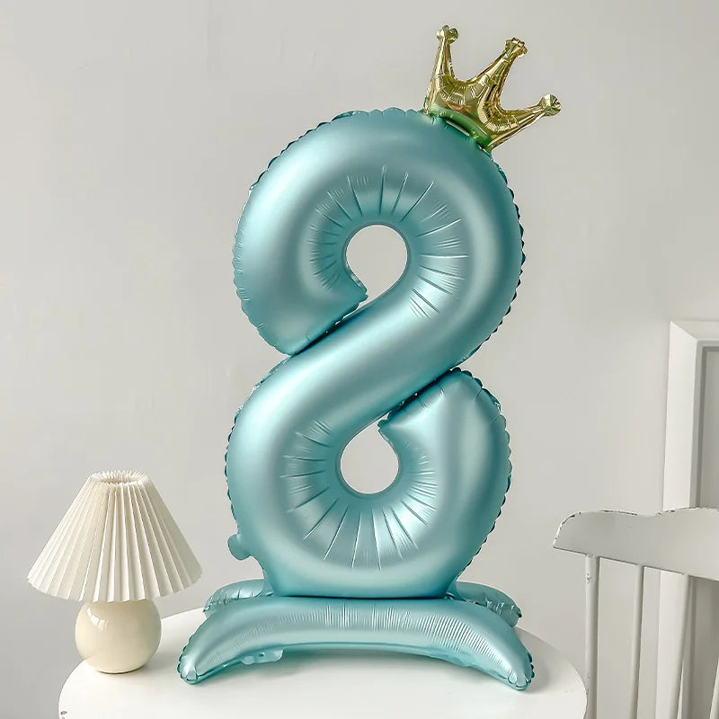 40inch Pink Blue Crown Number Foil Balloons Birthday Party Wedding Xmas Decoration Digital Ballon Kids Baby Shower Air Globos