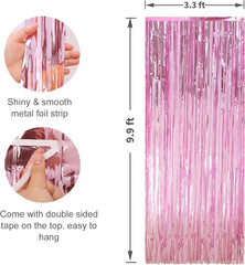 Metallic Tinsel Foil Fringe Curtains Photo Backdrop Glitter Streamers Foil Fringe Backdrop Curtain for Xmas Wedding Background