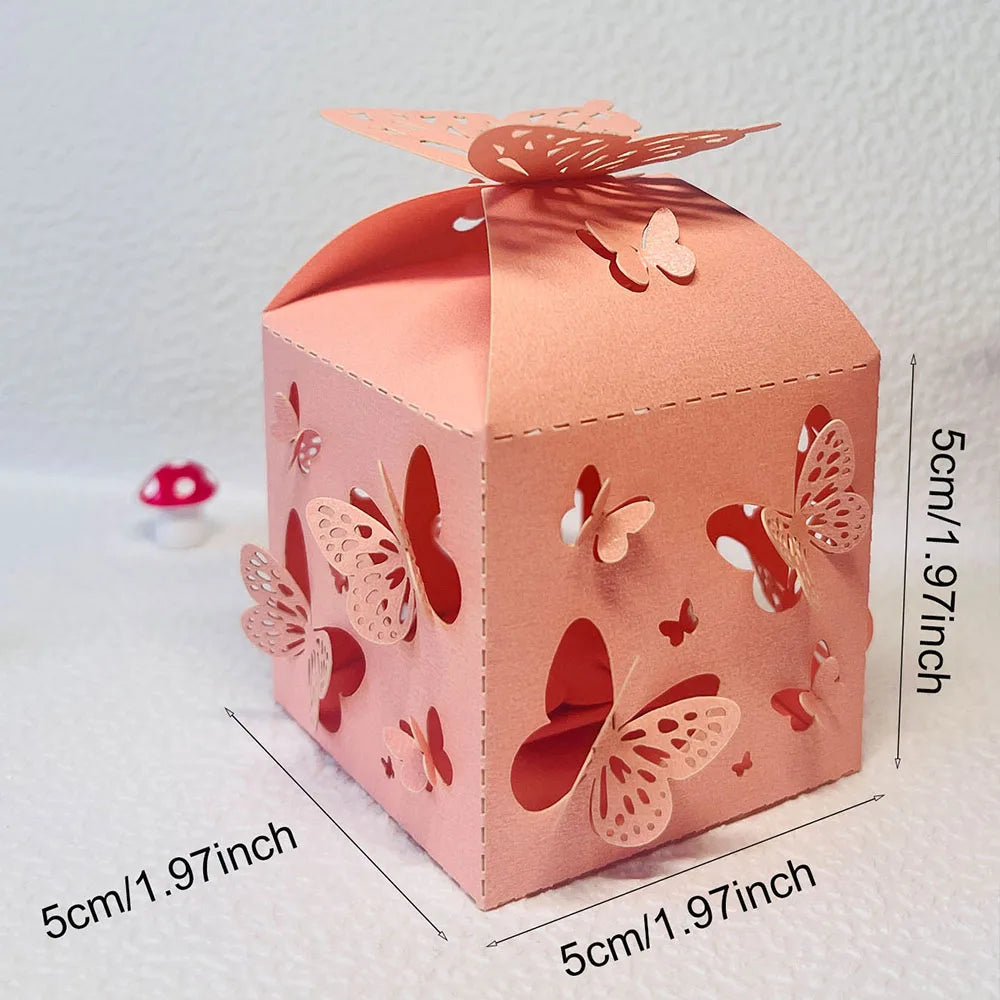 0/50pcs Butterfly Candy Boxes Gifts Packing Paper Boxes Birthday Party Decorations Girls Wedding Baby Shower Favors For Guest