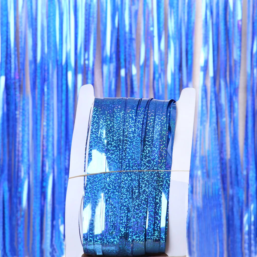 Metallic Tinsel Foil Fringe Backdrop Curtain