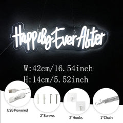 Happily Ever After Neon Light Sign,Led Letters Mark Night Lights For Bachelor Parties, Engagements, Home Wall Party Decor.