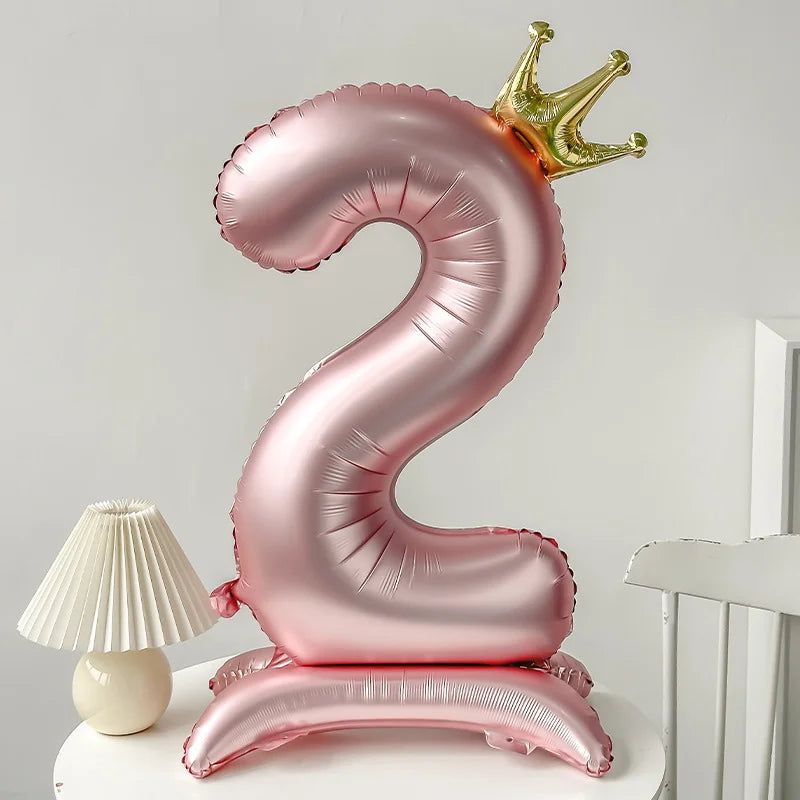 40inch Pink Blue Crown Number Foil Balloons Birthday Party Wedding Xmas Decoration Digital Ballon Kids Baby Shower Air Globos
