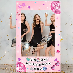 Music Party Pink Photo Booth Props Frame Disco Backdrop Birthday Party Decorations Violin Concert Butterfly Photography Backgrou