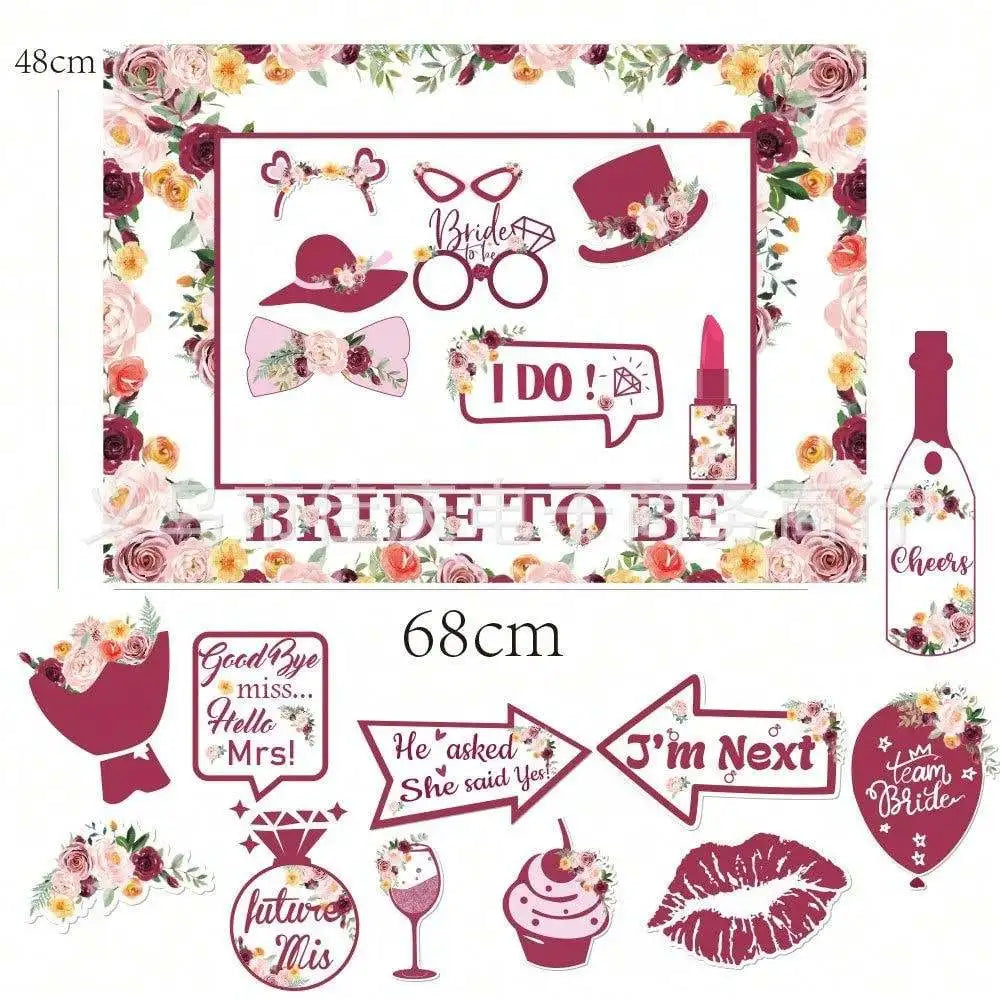 Bachelorette Party Rose Gold Photo Booth Props Set - 'Team Bride' Handheld Frame- Perfect for Bridal Showers & Wedding