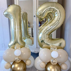 40inch Light Gold Number Balloons Champagne Gold Large Number 0-9 Foil Balloons for Anniversary New Year Birthday Party Decor