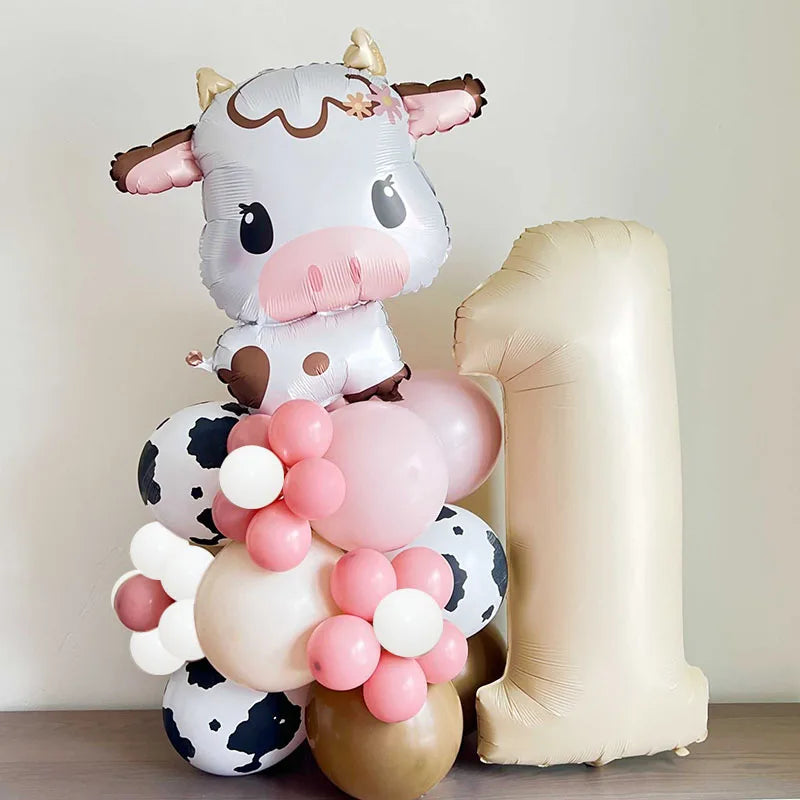 Pink Farm Animals Party Tableware & Decoration Set