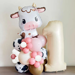Pink Farm Animals Birthday Decor Disposable Tableware Set Paper Banner Floral Plates Baby Shower Girl Birthday Party Decorations