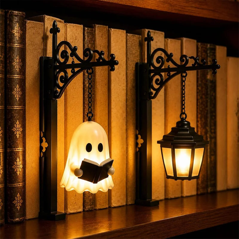 Halloween Ghost Bookshelf Lamp - Gothic LED Wall Light