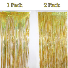 Metallic Tinsel Foil Fringe Curtains Photo Backdrop Glitter Streamers Foil Fringe Backdrop Curtain for Xmas Wedding Background