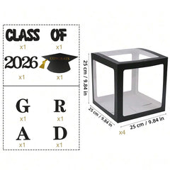 Runtowo 1set 2026 Black Graduation Balloon Box ,Graduation Party Decorations ,Class of 2026 Party Background Decor
