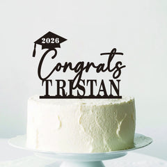 Personalized Congrats Grad Cake Topper Custom Name Graduation Cap Cake Decoration for High School & College Graduation Party