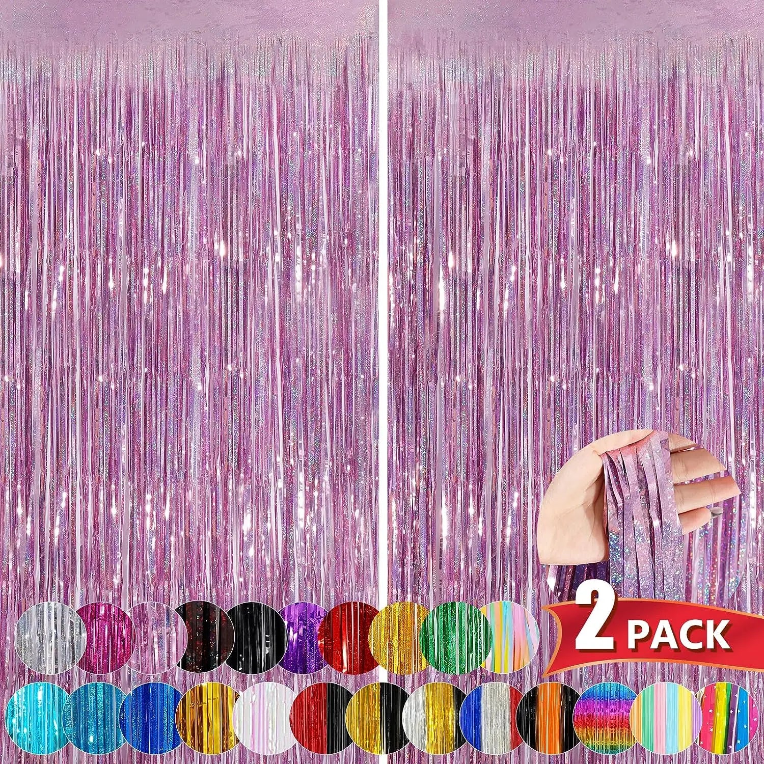 Metallic Tinsel Foil Fringe Backdrop Curtain