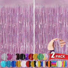 Metallic Tinsel Foil Fringe Curtains Photo Backdrop Glitter Streamers Foil Fringe Backdrop Curtain for Xmas Wedding Background