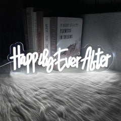 Happily Ever After Neon Light Sign,Led Letters Mark Night Lights For Bachelor Parties, Engagements, Home Wall Party Decor.