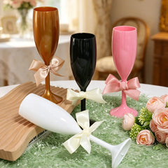 Colorful Bow Champagne Flute Cups Reusable Acrylic Wine Glasses for Birthday Bachelorette Engagement
