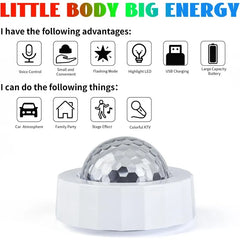 Car Disco Ball Rechargeable Battery Mini Disco Ball for Car Music Sound Activated Multicolor Car Disco Lights Inside Your Car