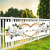 VIKAMA Mr & Mrs Wedding Banner, White Rose Gold Heart Backdrop, Bridal Shower Engagement Party Decor, Outdoor Garden Yard Sign