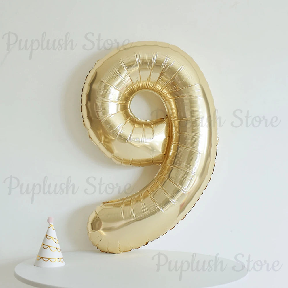 40" Champagne Gold Number Foil Balloon | Numbers 0–9