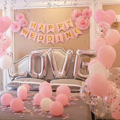 Pink balloon set LOVE birthday letter aluminum film balloon colorful confetti balloon for princess tea party birthday proposal