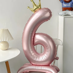 40inch Pink Blue Crown Number Foil Balloons Birthday Party Wedding Xmas Decoration Digital Ballon Kids Baby Shower Air Globos
