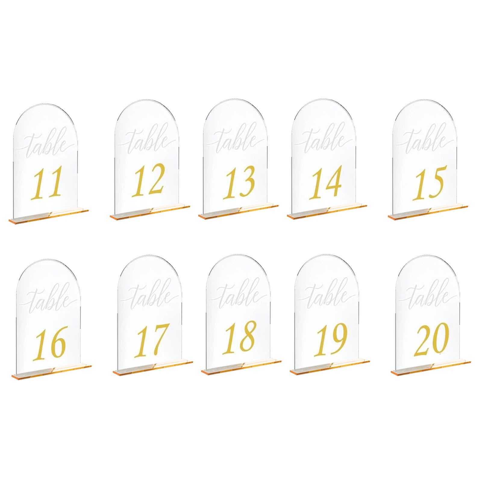 Acrylic Table Number Signs 10 Pcs Set Clear Table Number Cards for Wedding Restaurant& Graduation Activities