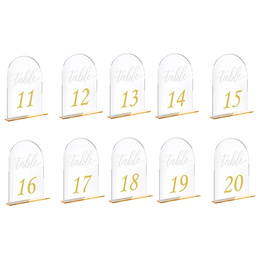 Acrylic Table Number Signs 10 Pcs Set Clear Table Number Cards for Wedding Restaurant& Graduation Activities