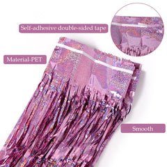 Metallic Tinsel Foil Fringe Curtains Photo Backdrop Glitter Streamers Foil Fringe Backdrop Curtain for Xmas Wedding Background