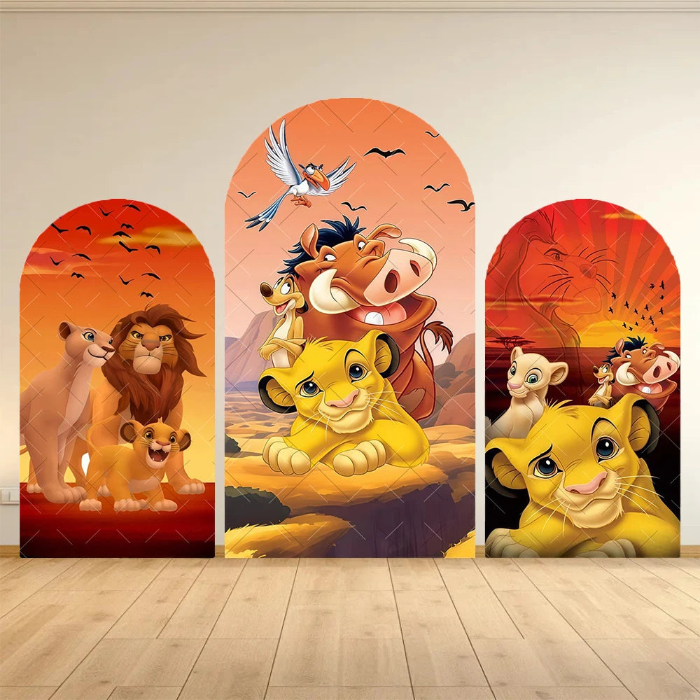 Lion King Arch Background Cover Child Birthday Party Jungle Forest Double-Sided Arch Cover Backdrop Baby Shower Decor Photo Prop