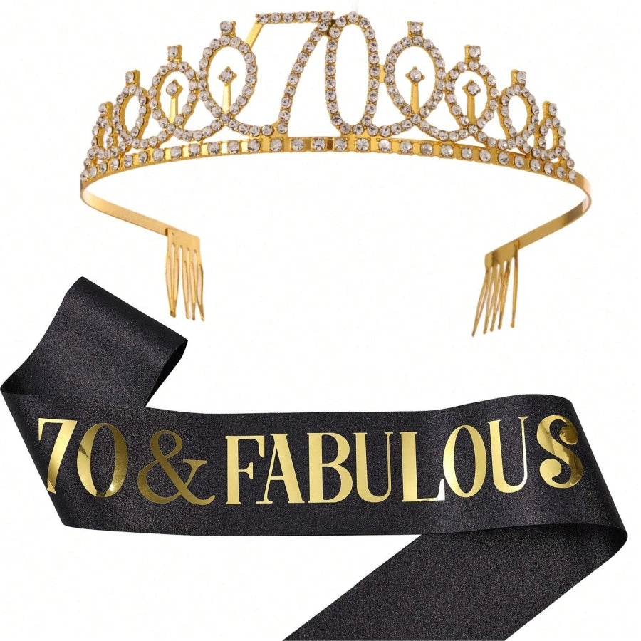 Birthday Tiara Crown Sash Women Girls 30Th 40Th 50Th 60Th 70Th 80Th Fabulous Happy Birthday Party Decoration Favor Gifts