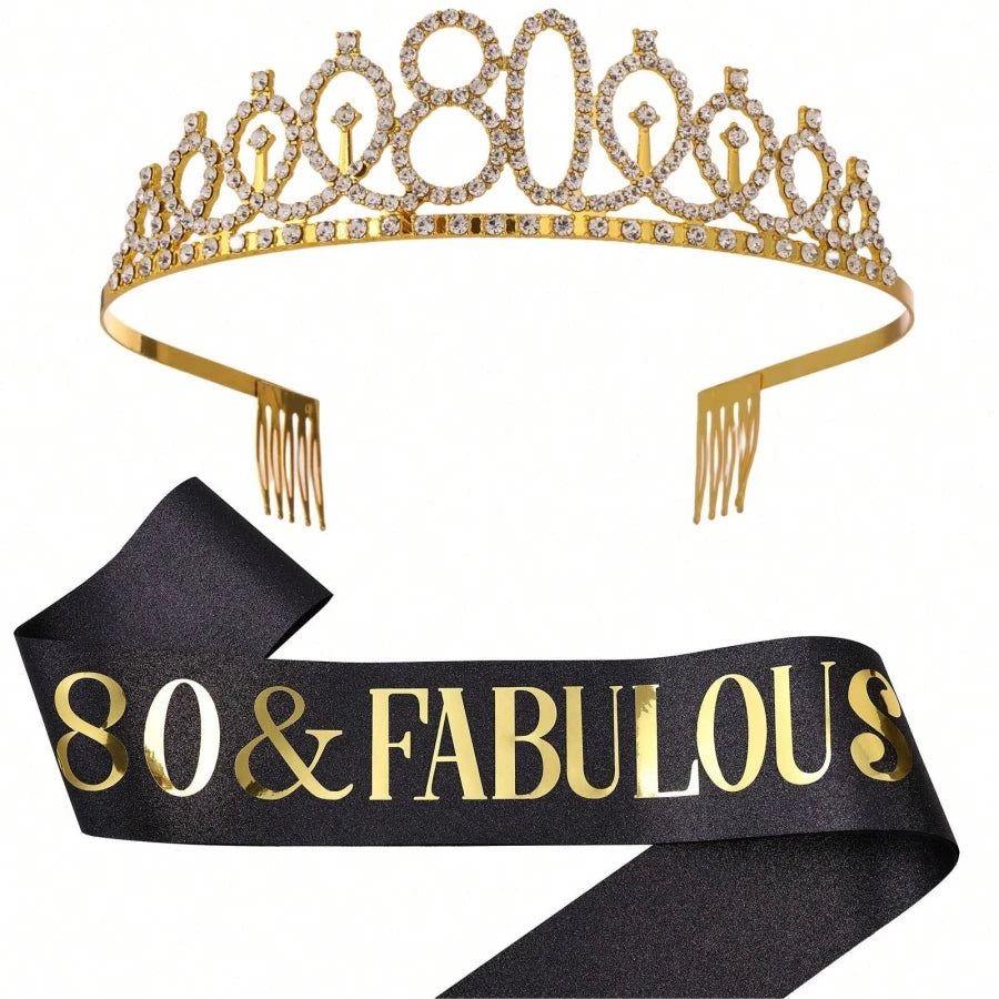 Birthday Tiara Crown Sash Women Girls 30Th 40Th 50Th 60Th 70Th 80Th Fabulous Happy Birthday Party Decoration Favor Gifts