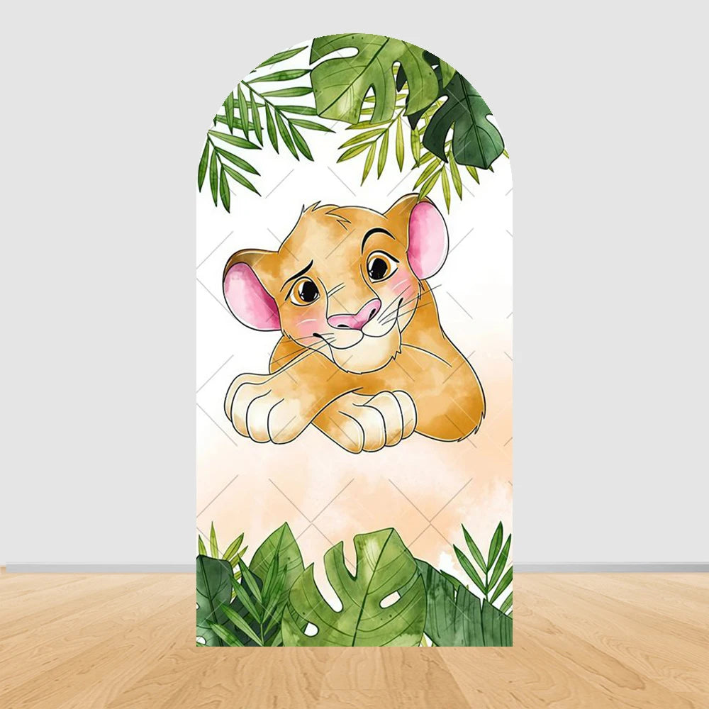 Lion King Arch Background Cover Child Birthday Party Jungle Forest Double-Sided Arch Cover Backdrop Baby Shower Decor Photo Prop