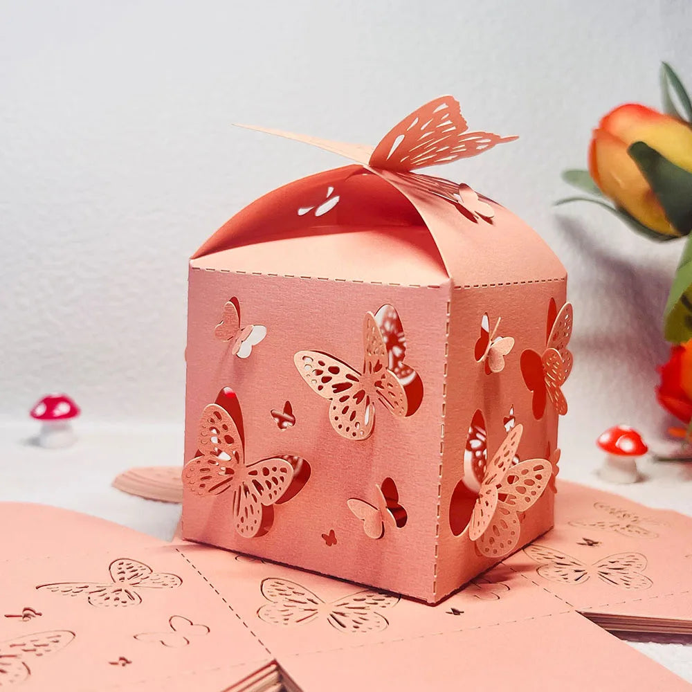Pink Butterfly Candy Gift Boxes | Party Favor Boxes
