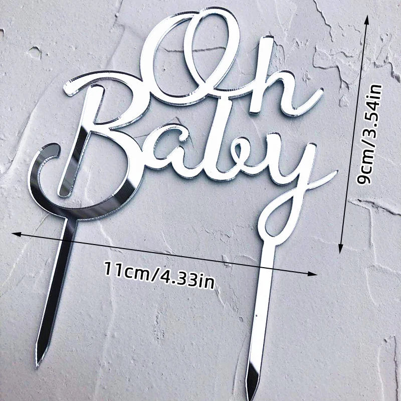 Acrylic Newborn Cake Topper Sweet Weekend Decor for Baby Shower Party Decor Supplies Gender Reveal Adorable Oh Baby Cake Decor