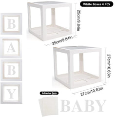 Baby Boxes with Letters 30cm/25cm for Baby Shower Transparent Balloon Box Blocks Birthday Party Gender Reveal Party Decorations