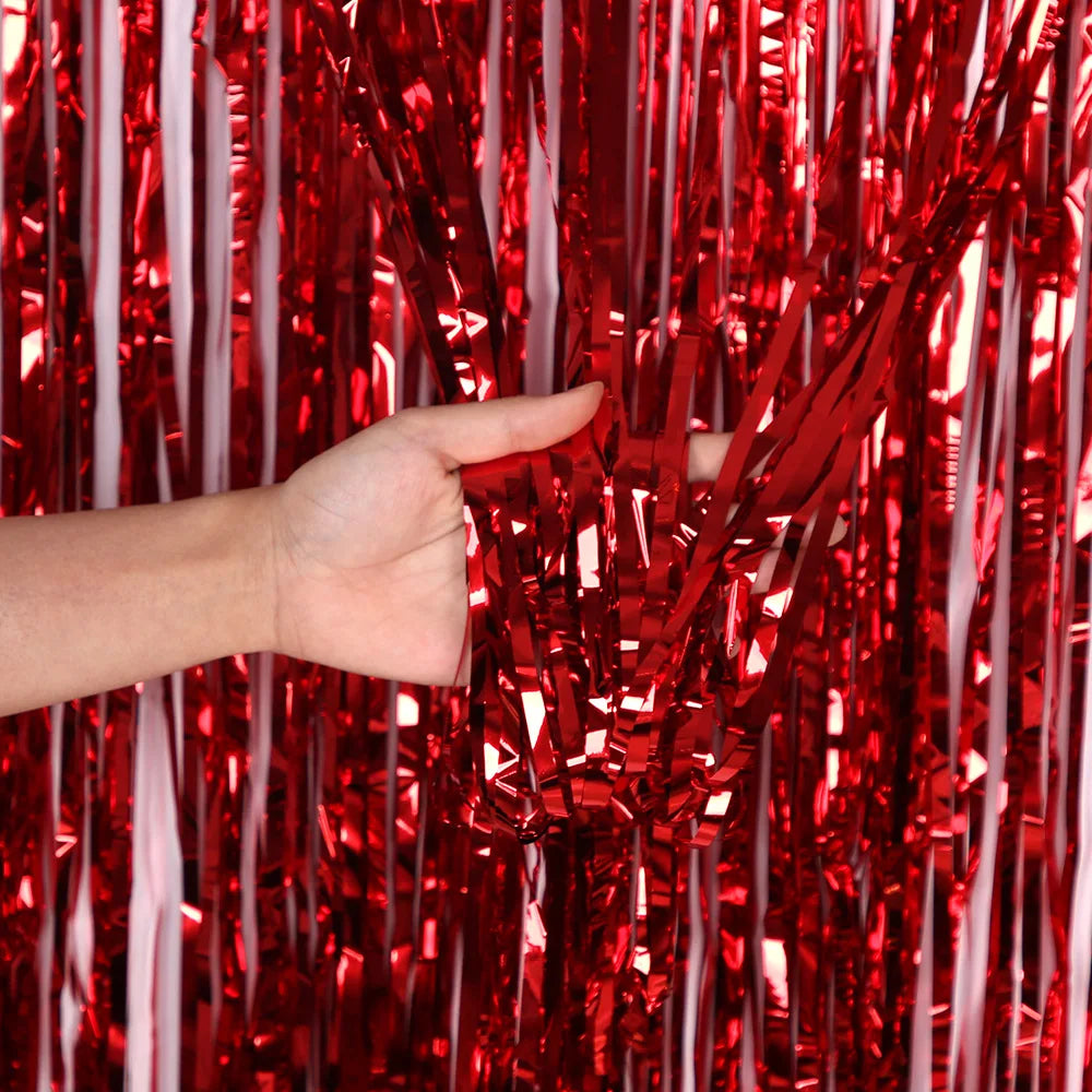 Metallic Tinsel Foil Fringe Backdrop Curtain