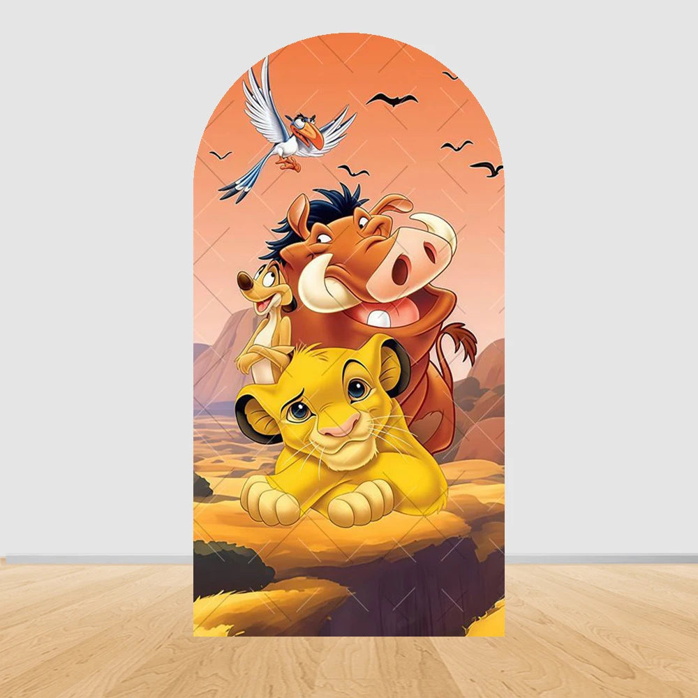 Lion King Arch Background Cover Child Birthday Party Jungle Forest Double-Sided Arch Cover Backdrop Baby Shower Decor Photo Prop
