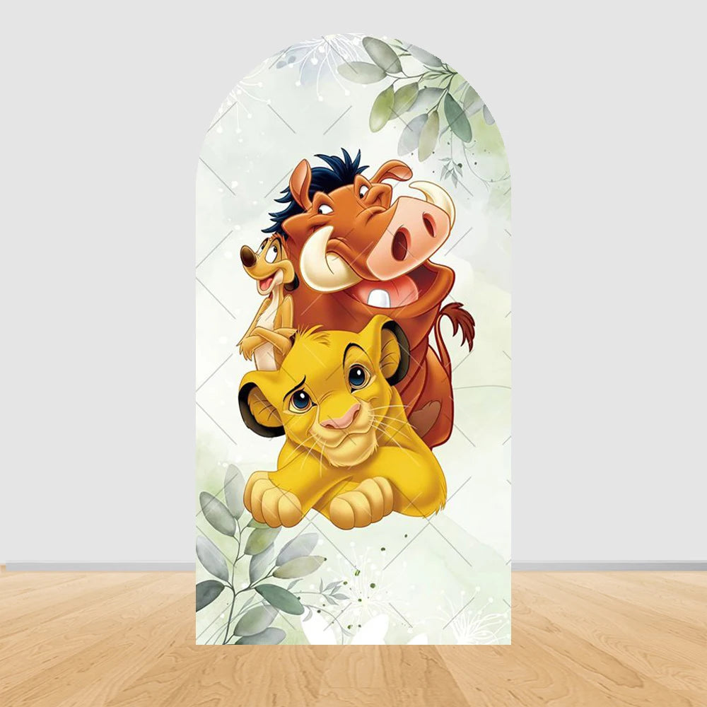 Lion King Arch Background Cover Child Birthday Party Jungle Forest Double-Sided Arch Cover Backdrop Baby Shower Decor Photo Prop