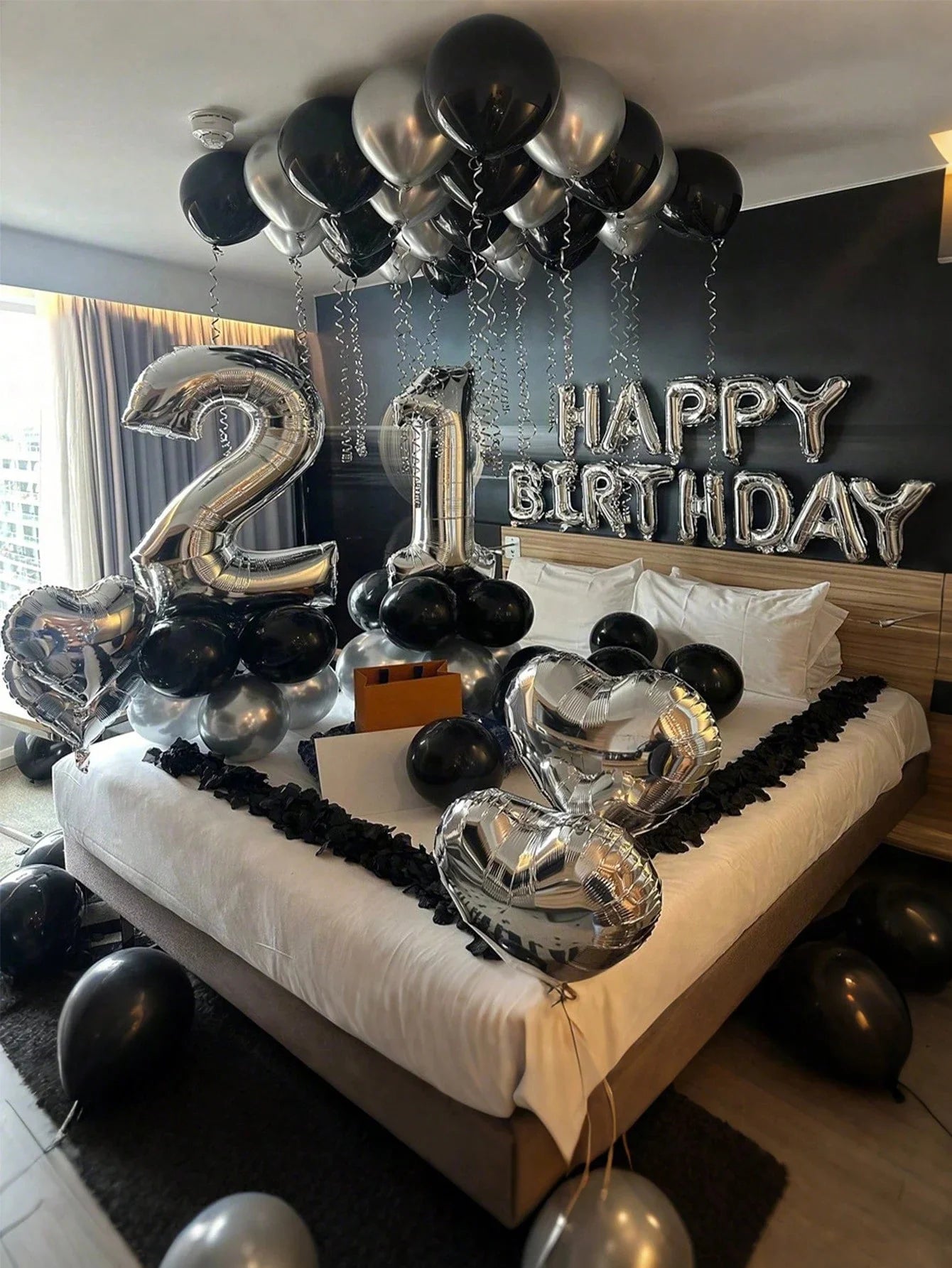 Black & Silver Birthday Party Balloon Decoration Set